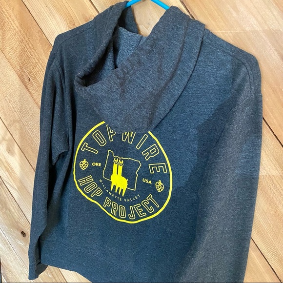 Top Wire Hop Project Llama Zip-up Gray Hoodie Sz Small, Unisex fit - Picture 5 of 13